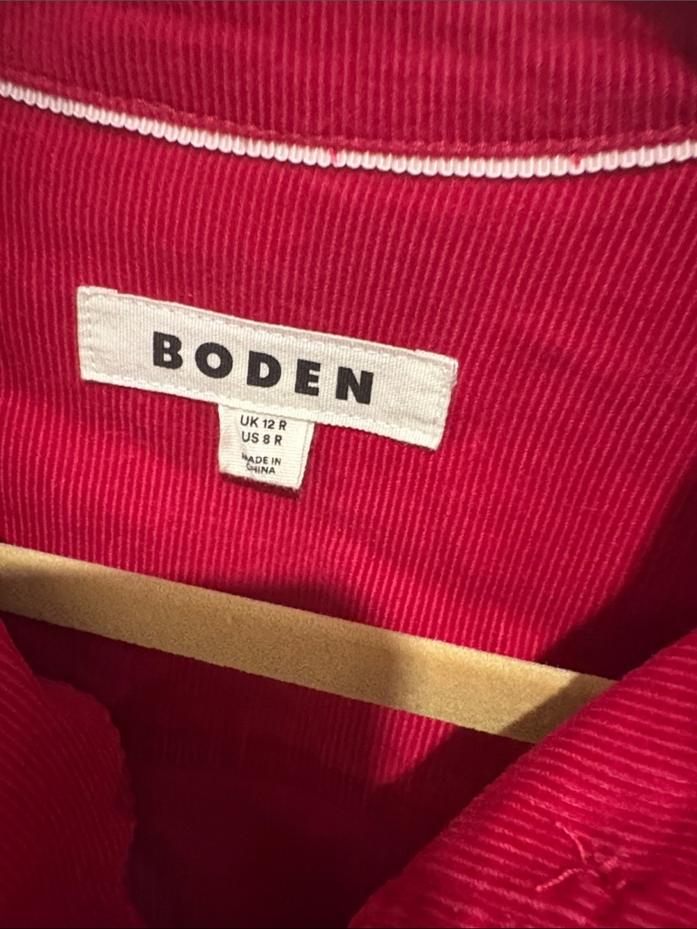 Boden Bright Red Corduroy Button-Front Midi Dress - Picture 3 of 4